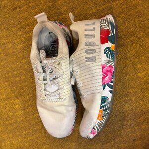 White floral athletic shoes
